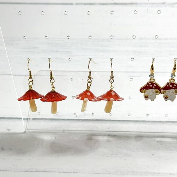 Acrylic Mushroom Dangle Drop Earrings - Picture 8 of 9